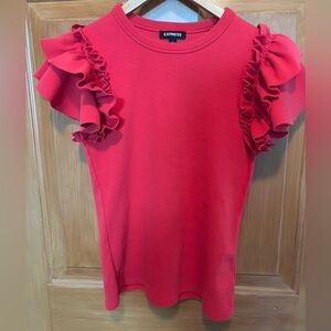 Express Ruffled Sleeve Red Blouse Women’s size M Casual or Dressy.